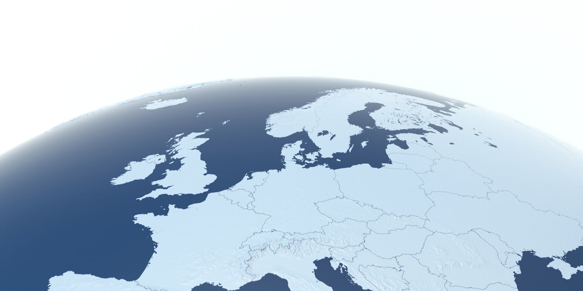 © iStock-1180272419_koya79 (European countries 3d illustration, European continent with visible borders and curvature of the Earth, 3d rendering)